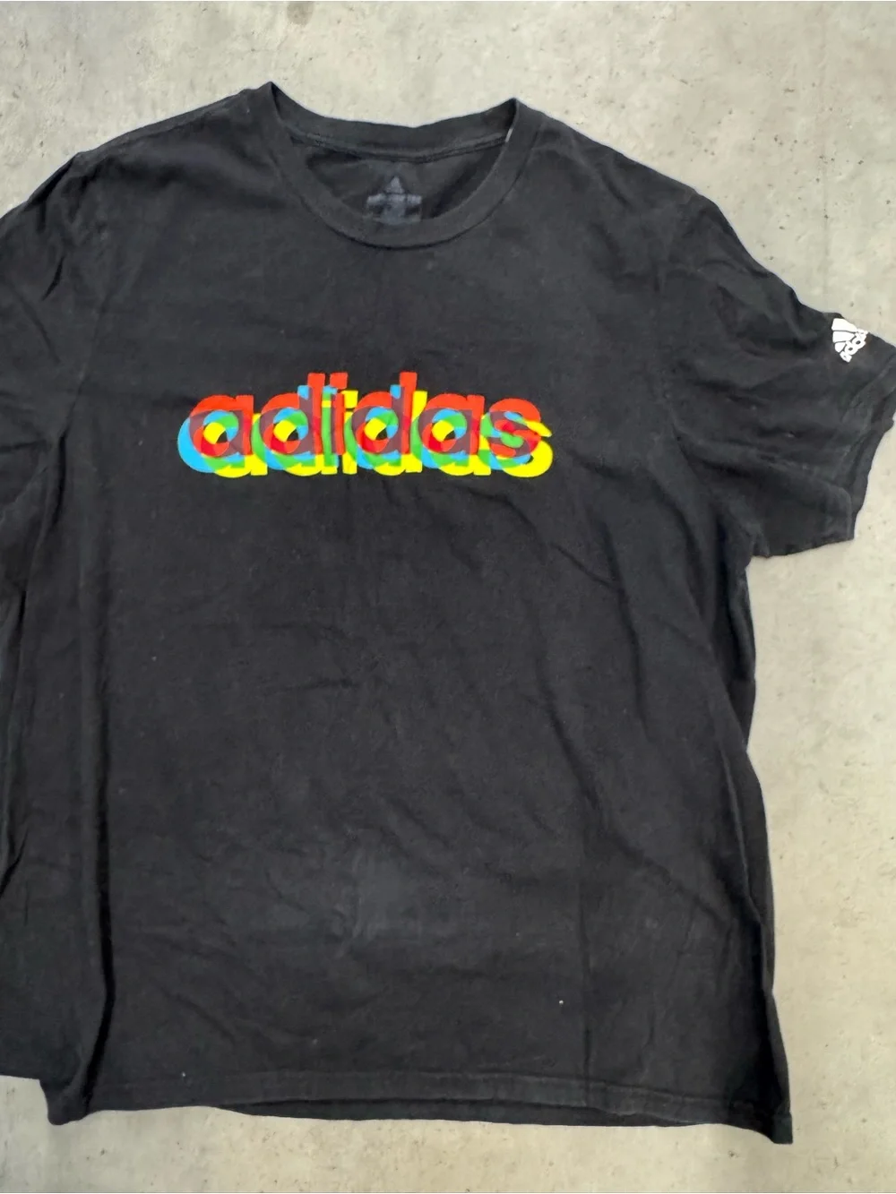 Adidas Men’s Black Multicolor Logo Graphic T-Shirt Size XL
